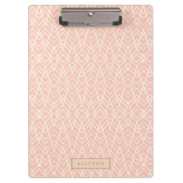 Peach Aztec Tribal Personalisiert School Office Klemmbrett