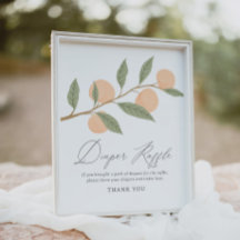 Peach Baby Dusche Windeln Raffle-Zeichen