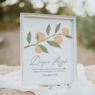 Peach Baby Dusche Windeln Raffle-Zeichen Poster