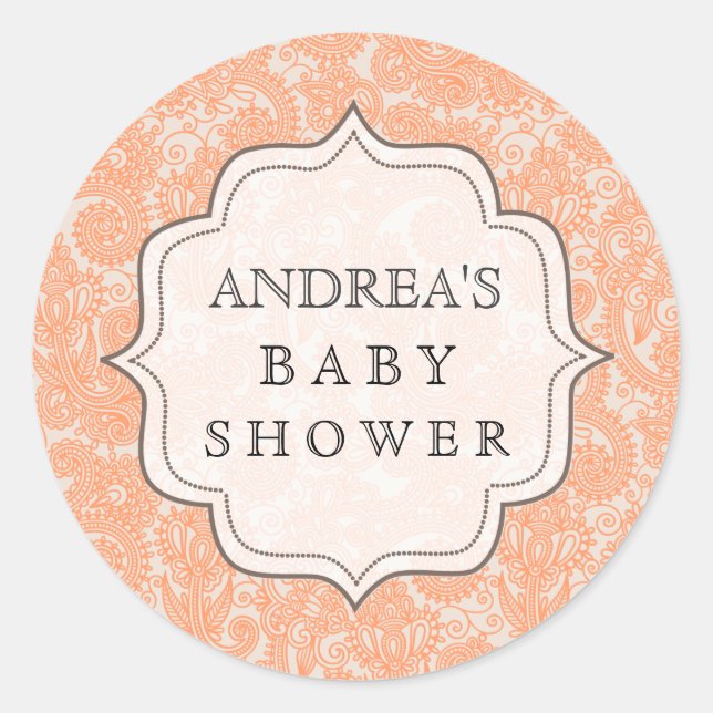 Peach Baby Shower Dessert Table Etikett Aufkleber (Vorderseite)