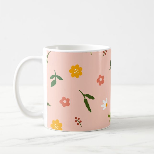Peach background with multiple color flowers kaffeetasse (Links)