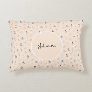 Peach Ballerina und Blume Dekokissen