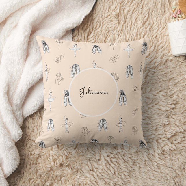 Peach Ballerina und Blume Kissen (Decke)
