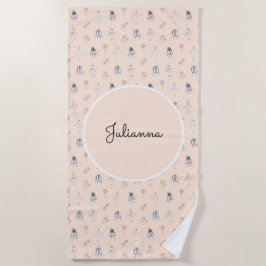 Peach Ballerina und Blume Strandtuch