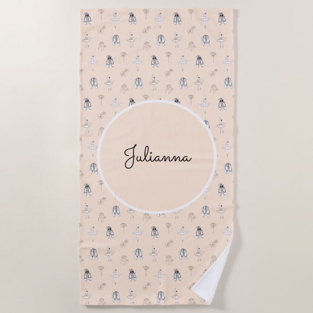 Peach Ballerina und Blume Strandtuch (Vorderseite)