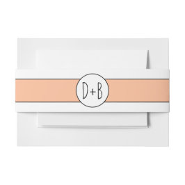 Peach Band und Initialen Hochzeit Einladung