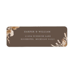 Peach beige Aquarell floral return address label