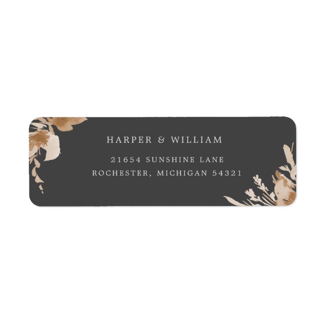 Peach beige Aquarell floral return address label (Vorne)