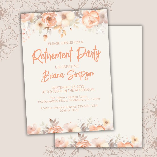 Peach Beige Elfenbeinküste Blume Party für Blumenr Einladung (Von Creator hochgeladen)
