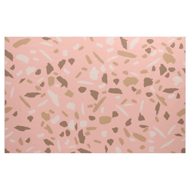 Peach, Beige, Tan Brown Terrazzo Marmormuster Stoff (Yard (91,4 cm))
