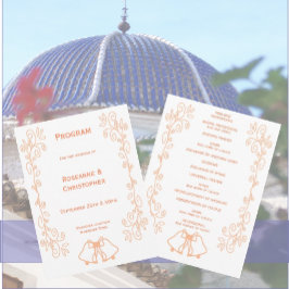 Peach Bells Scrollwork Design Wedding Programm