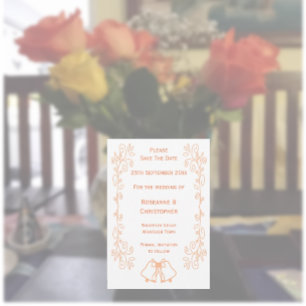 Peach Bells Scrollwork Design Wedding Save The Date
