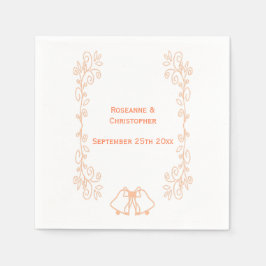 Peach Bells Scrollwork Hochzeitsempfang Serviette