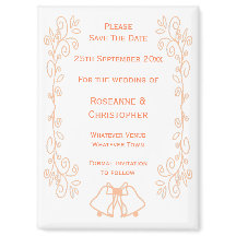 Peach Bells Scrollwork Wedding Save the Date