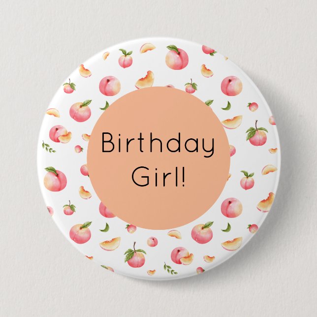 Peach Birthday Button (Vorderseite)