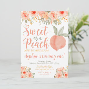 Peach Birthday Invitation Sweet as a Peach