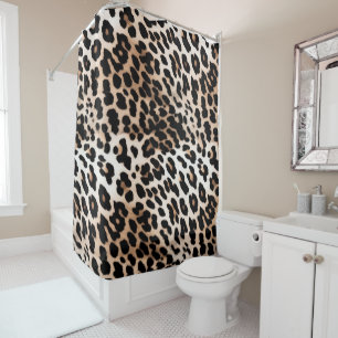 Peach Black Cream Leopard Duschvorhang