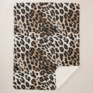 Peach Black Cream Leopard Sherpadecke