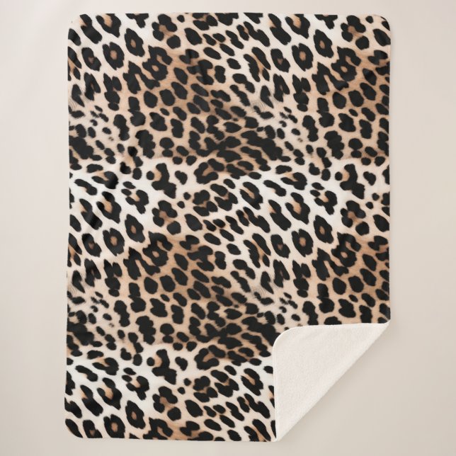 Peach Black Cream Leopard Sherpadecke (Vorderseite)