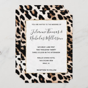 Peach Black Cream Leopard Wedding Einladung