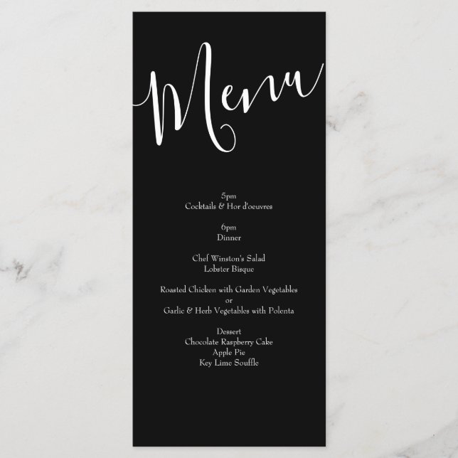 Peach Black Floral Wedding Elegant Menükarte (Vorderseite)