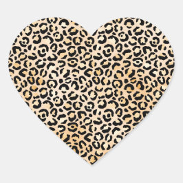 Peach Black Leopard Print Herz-Aufkleber