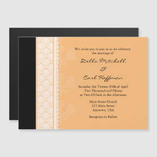 Peach Black Modern Magnetic Wedding Einladung