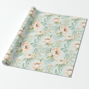 Peach Blooming Blume Wrapping Paper Geschenkpapier