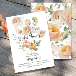 Peach Blooms de rose Invitation de douche nuptiale