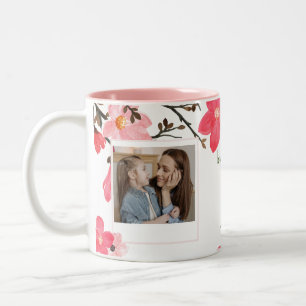 Peach Blossom Aquarelle Fête des Mères Photo Mug