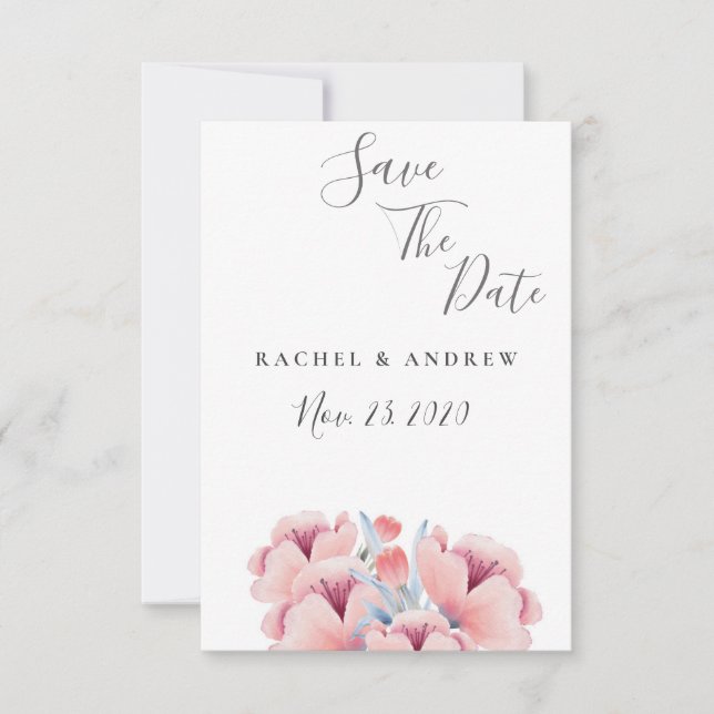 Peach Blossom | Blumenhochzeit Datum speichern Save The Date (Vorderseite)