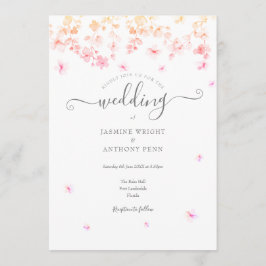 Peach Blossom Floral Wedding Einladung