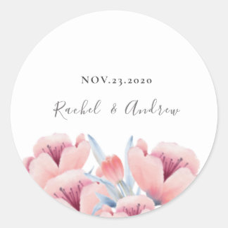 Peach Blossom | Floral Wedding Einladung Umschlag Runder Aufkleber