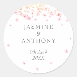 Peach Blossom Floral Wedding Runder Aufkleber