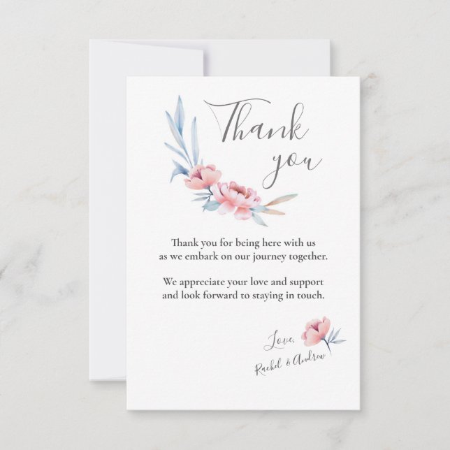 Peach Blossom | Floral Wedding Vielen Dank Dankeskarte (Vorderseite)