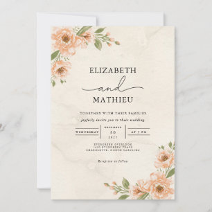 Peach Blossom Garden Blumenhochzeit Einladung