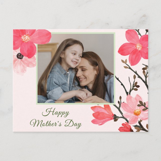 Peach Blossom Happy Mother's Day Foto Card Postkarte (Vorderseite)