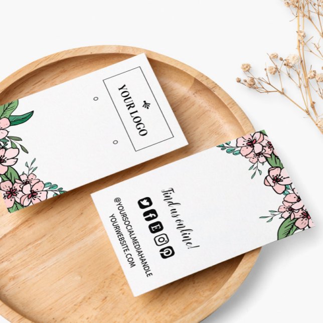 Peach Blossom Logo Social Media Earring Display Visitenkarte (Von Creator hochgeladen)