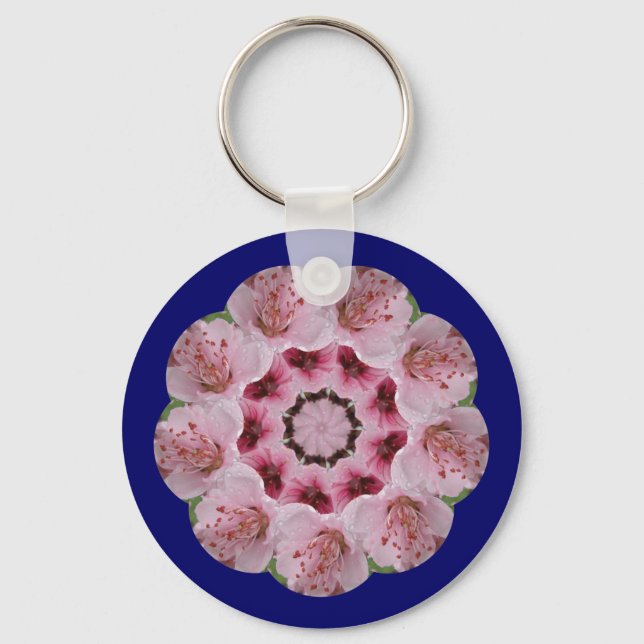 Peach Blossom Mandala Schlüsselanhänger (Vorderseite)