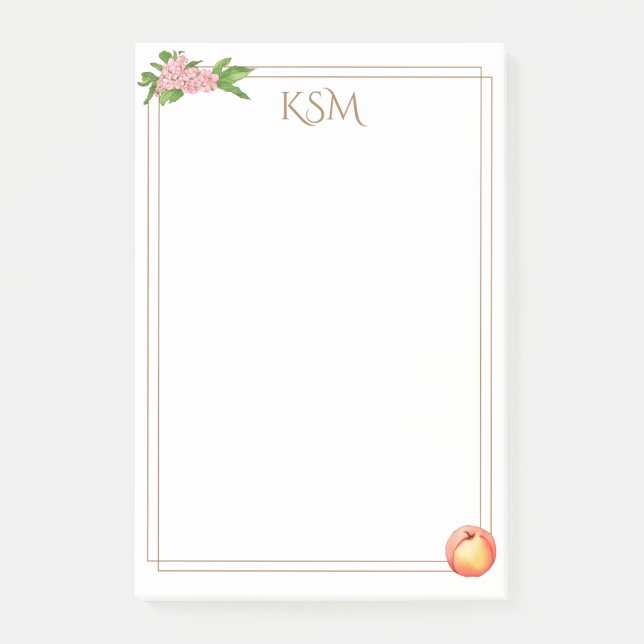 Peach Blossom Monogram Post it notes Post-it Klebezettel (Vorderseite)