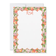 Peach Blossom Monogramm Mitteilungskarten
