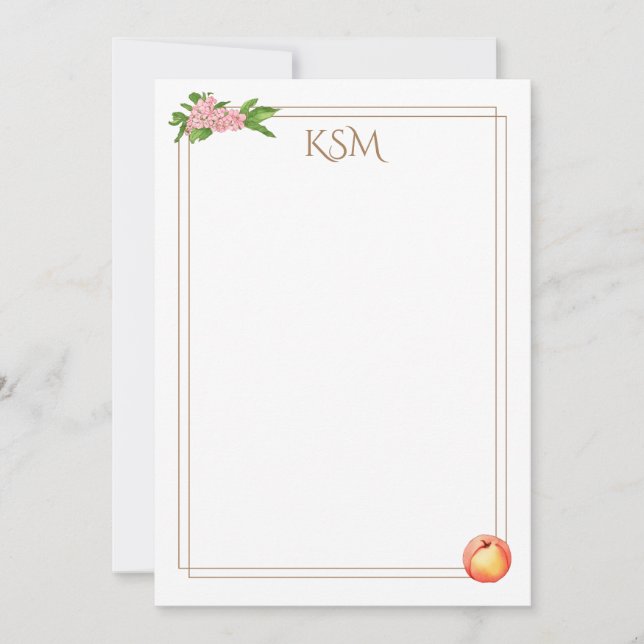 Peach Blossom Monogramme Cartes (Devant)