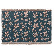 Peach Blossom Petals on Midnight Blue