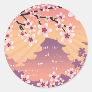 Peach Blossom Runder Aufkleber