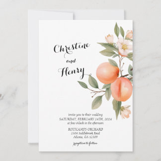 Peach Blossom Wedding Einladung