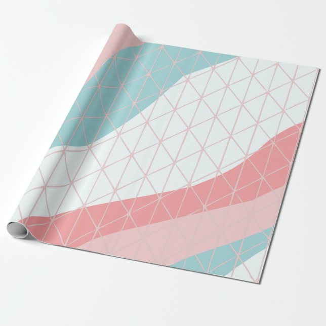 Peach & Blue Abstrakt Geschenkpapier (Ungerollt)