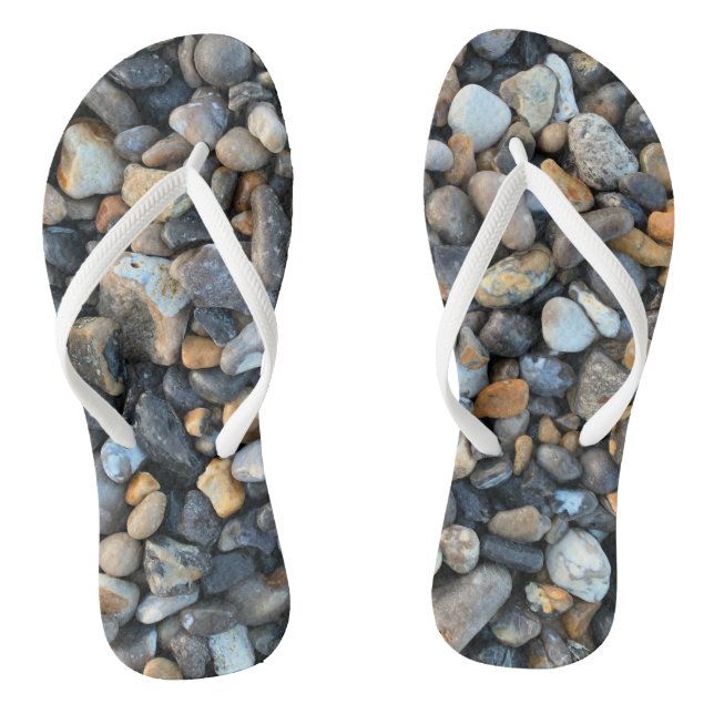 Peach Blue Beach Rocks Boho Flip Flops (Fußbett)