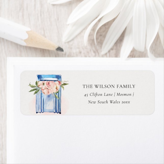 Peach Blue Floral Mailbox Wir haben bewegte Adress (Insitu)