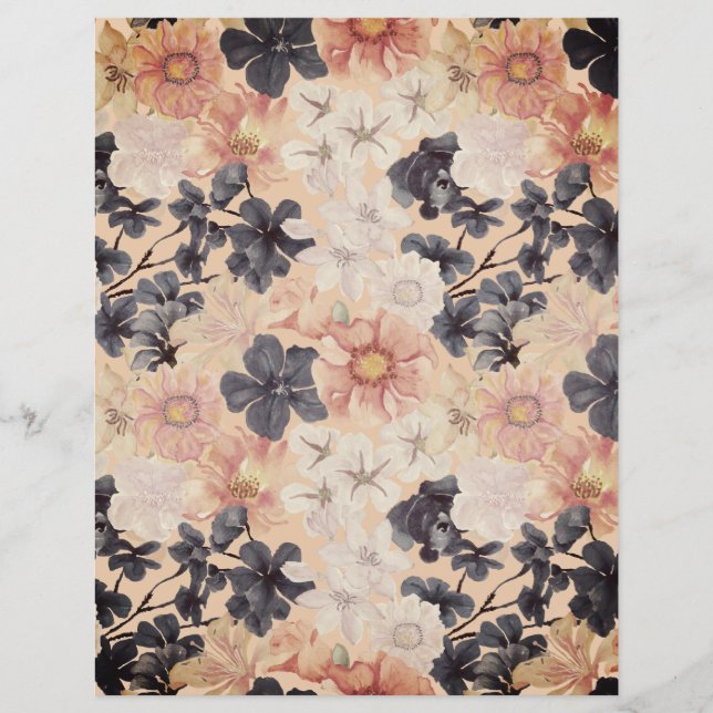 Peach & Blue Floral Scrapbook Paper (Vorderseite)