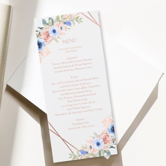 Peach Blue Light Gray Wedding Collection Menükarte (Peach Blue Light-Gray Wedding Collection Menu)